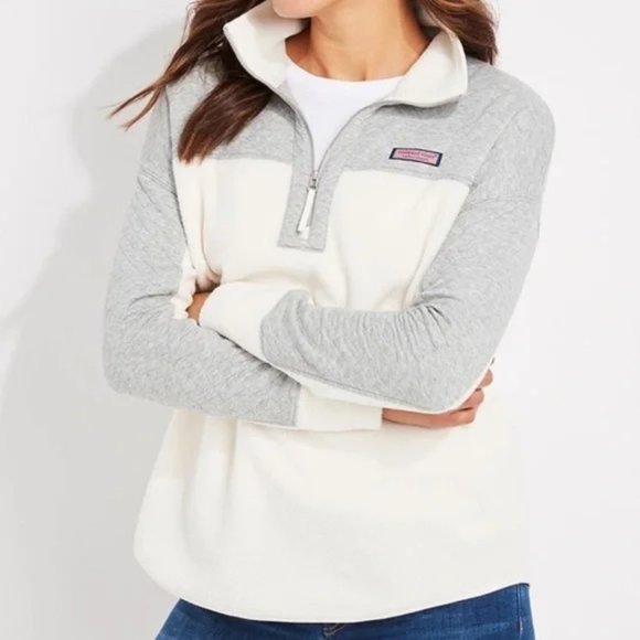 Vineyard Vines NWOT Women’s Mixed Media Sherpa 1/2 Zip Pullover Size S - Picture 2 of 12